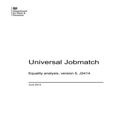 Universal Jobmatch Equality Impact Assessment