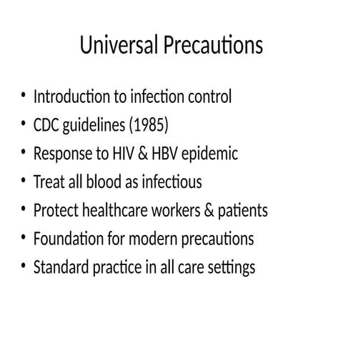 Universal infection control precautions | PPTX