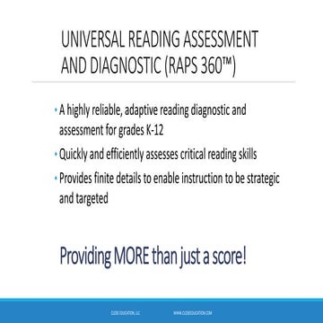 Pivot INSPECT® Reading assessment and diagnostic (RAPS 360)