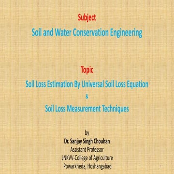 Universal soil loss equation ; soil loss measurement