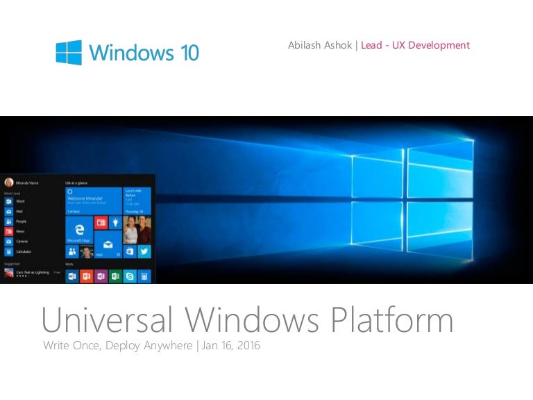 Universal Windows Platform Development in Windows 10