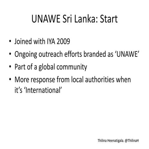 "Universe Awareness Sri Lanka – a volunteer effort" by Thilina Heenatigala