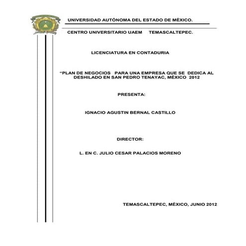 plan de negocios de deshilados