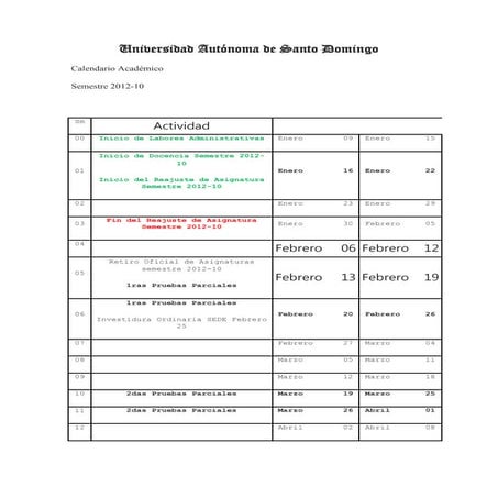 Calendario Académico