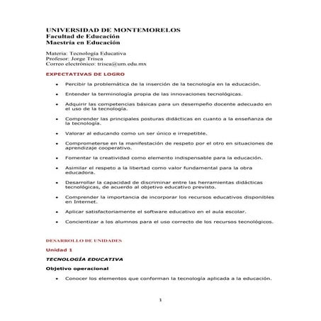 Universidad de montemorelos plan de clase