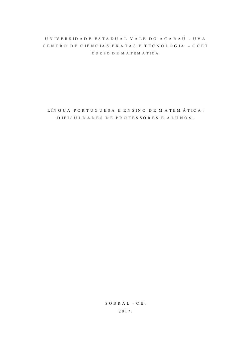 L I N G U A P O R T U G U E S A E E N S I N O D E M A T E M A T I C A