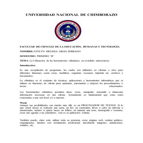 La utilizacion de las herramientas ofimaticas en el ambito universitaria