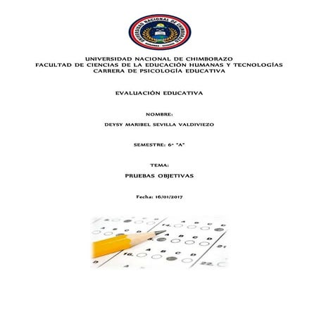 Universidad nacional de chimborazo pruebas objetivas