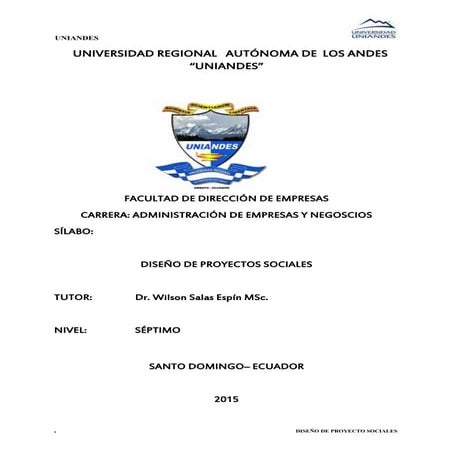 Universidad regional   autónoma de  los andes silabo