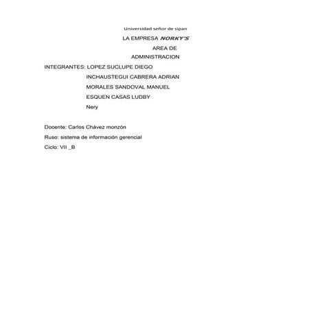 METODOLOGIA INTEGRADORA DE PROCESOS  EMPRESARIALES  NORKY'S