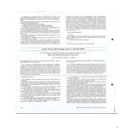 Universiteit Antwerpen Case Arbeids En Sociale Zekerheidsrecht Ken Lawrence