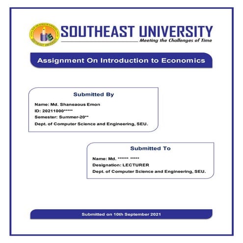 University assignment cover page simple