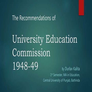 The Recommendations of University Education Commission 1948-49 | By Durlav Ka...