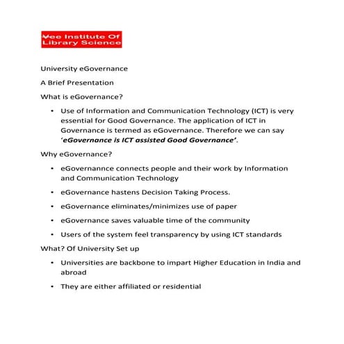 University e governance