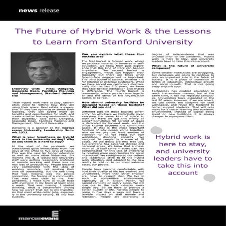 The Future of Hybrid Work & the Lessons  to Learn from Stanford University - Niraj Dangoria, Stanford University
