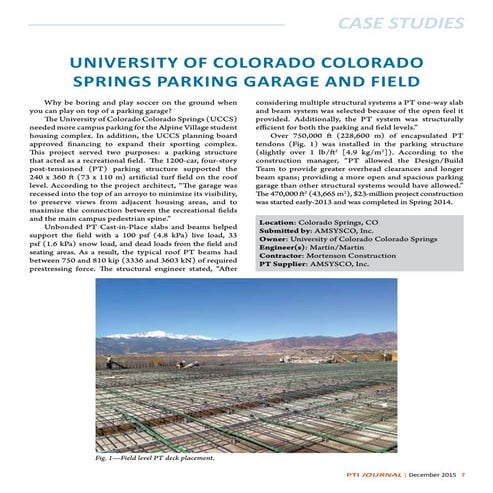 Case Study - University of Colorado Parking Garage and Field