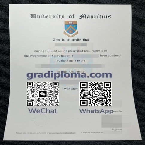 University of Mauritius degree certificates
