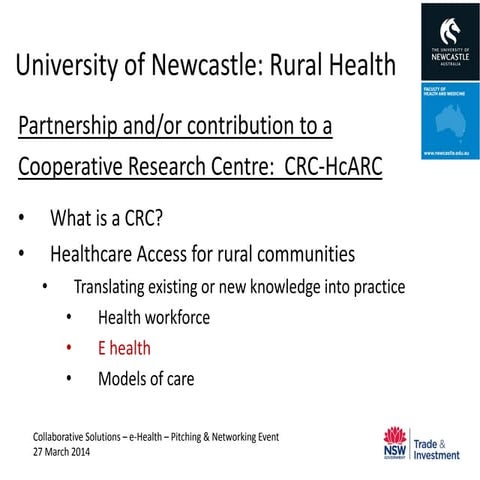 Collaborative Solutions eHealth Event -- University of Newcastle - Rural Health