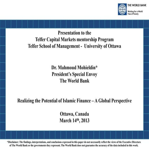 Realizing the Potential of Islamic Finance - A Global Perspective