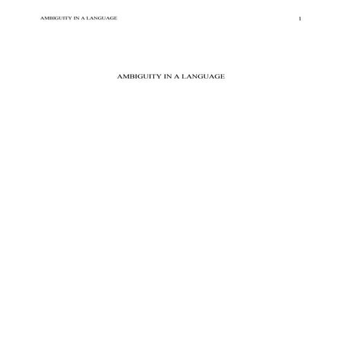 AMBIGUITY IN A LANGUAGE