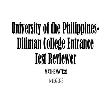 University of the Philippines-Diliman College Entrance Exam (Mathematics) - I...