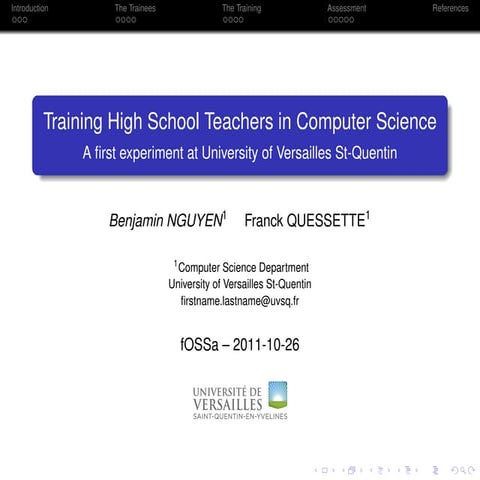 University of versailles   return on experience - teaching oss- fossa2011