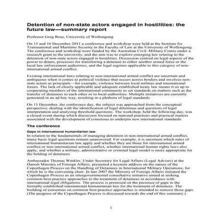 University of Woolongong Detention of Non-State Actors Conference and Worksho...