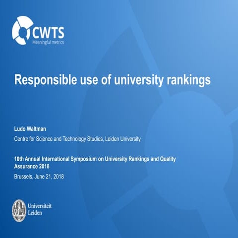 Responsible use of university rankings