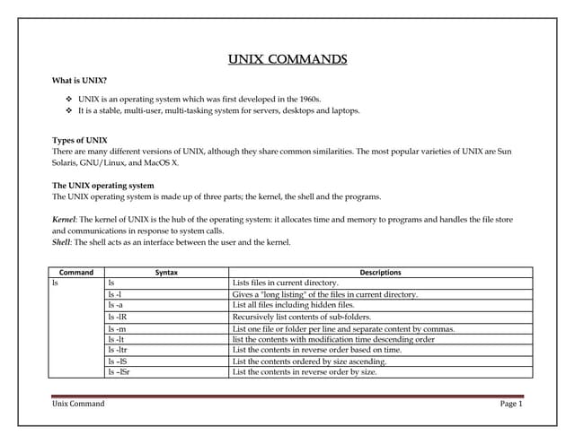 Unix command