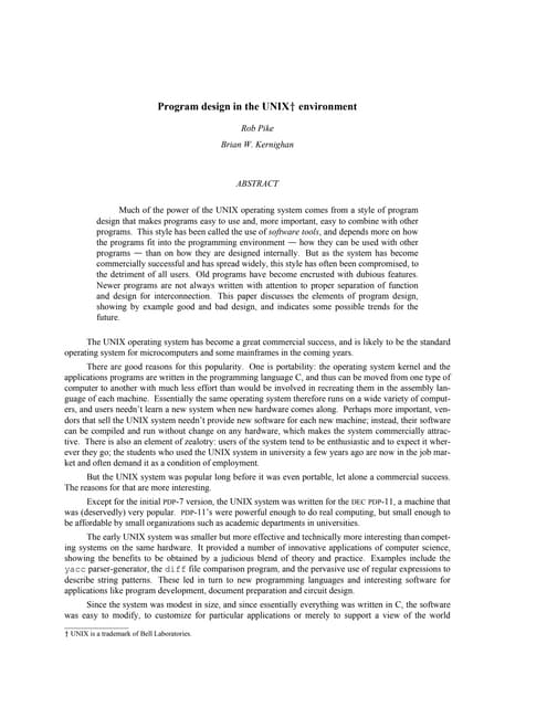 Program design in the UNIX environment