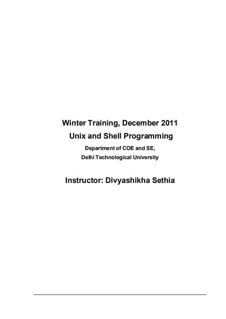 Unix shell program training
