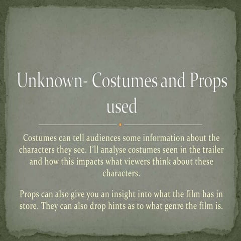 Unknown  costumes and props used