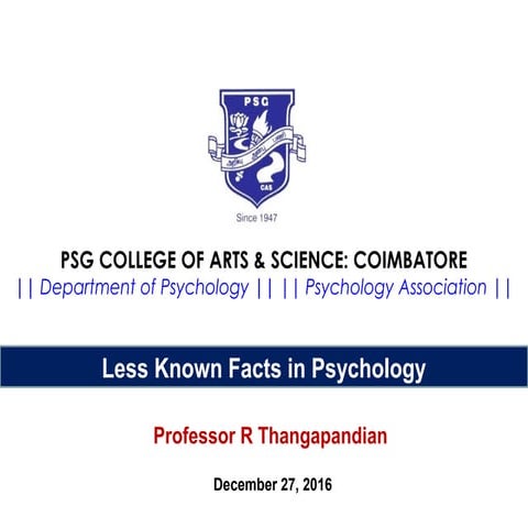 less known facts in psychology | PPT