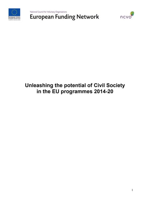 Unleashing the potential of Civil Cociety in EU programmes 2014