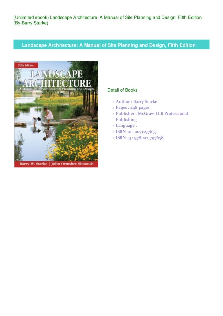 Landscape Architecture A Manual Of Site Planning And Design Pdf (Unlimited ebook) Landscape Architecture: A Manual of Site Planning a…