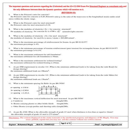 Unlimited G+12 Dubai DM exam questions for contractor | PDF
