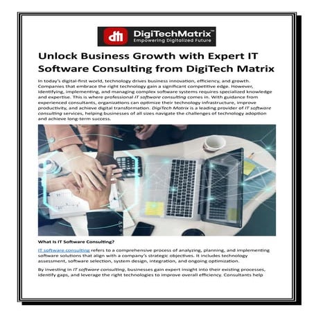 Unlock Business Growth with Expert IT Software Consulting from DigiTech ...