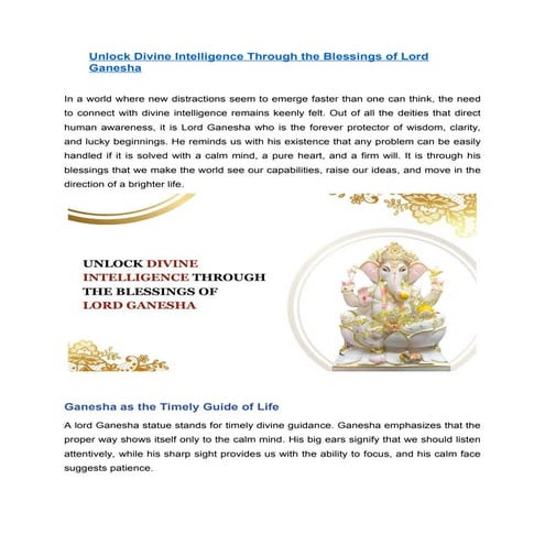 Unlock Divine Intelligence Through the Blessings of Lord Ganesha