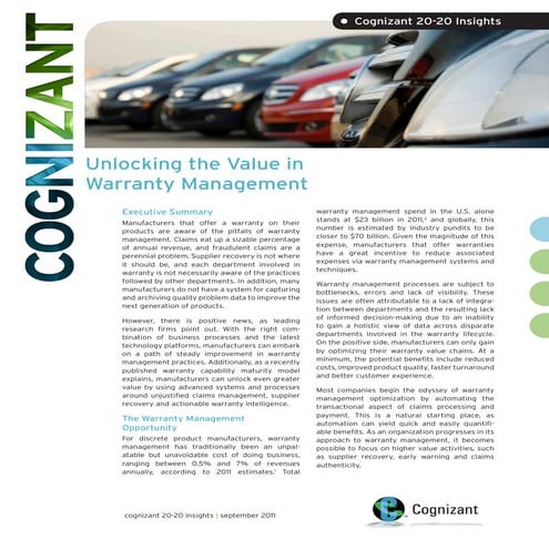Unlocking the Value in Warranty Management