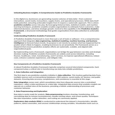Predictive Analytics Framework | Data-Driven Insights & Business Optimization...