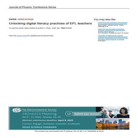 Digital literacy competency of elementary school teachers: A systematic ...