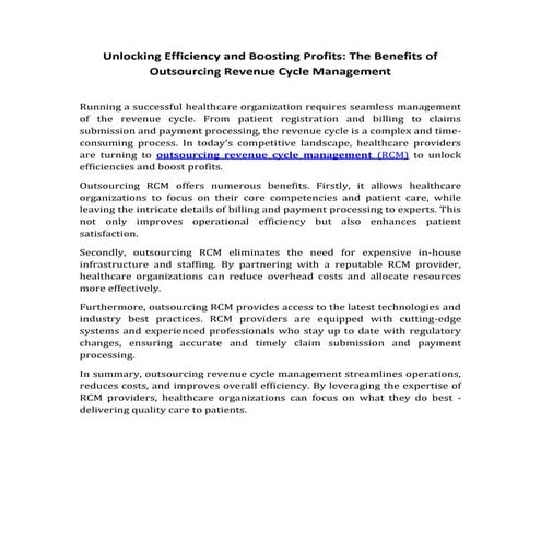 Unlocking Efficiency and Boosting Profits_ The Benefits of Outsourcing Revenu...