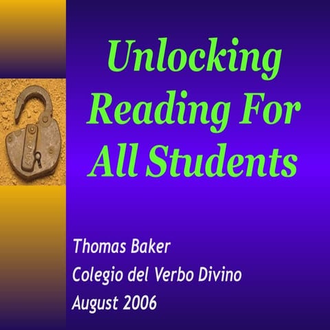 Unlocking Reading For All Students