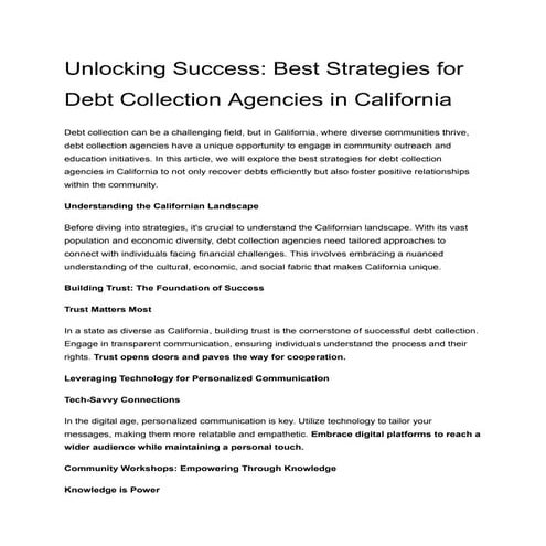 debt collection strategies | PDF