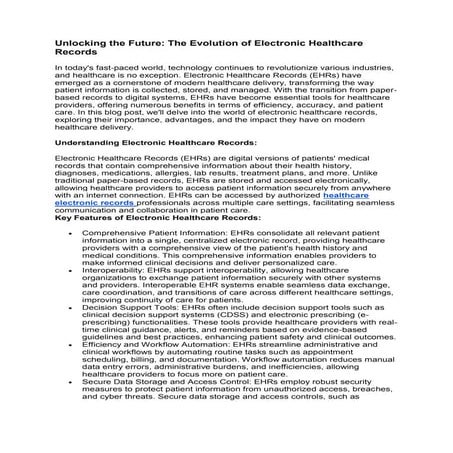 Unlocking the Future: The Evolution of Electronic Healthcare Records.docx