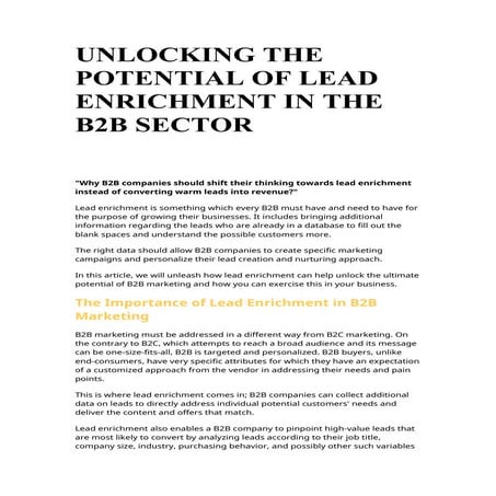 Unlocking the Potential of Lead Enrichment in the B2B Sector.doc
