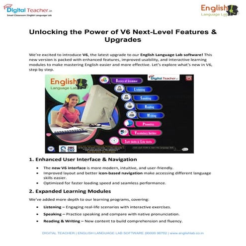 Language Lab V6 Next-Level Features & Upgrades. | PDF