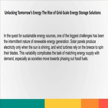 Unlocking Tomorrow’s Energy The Rise of Grid-Scale Energy Storage ...