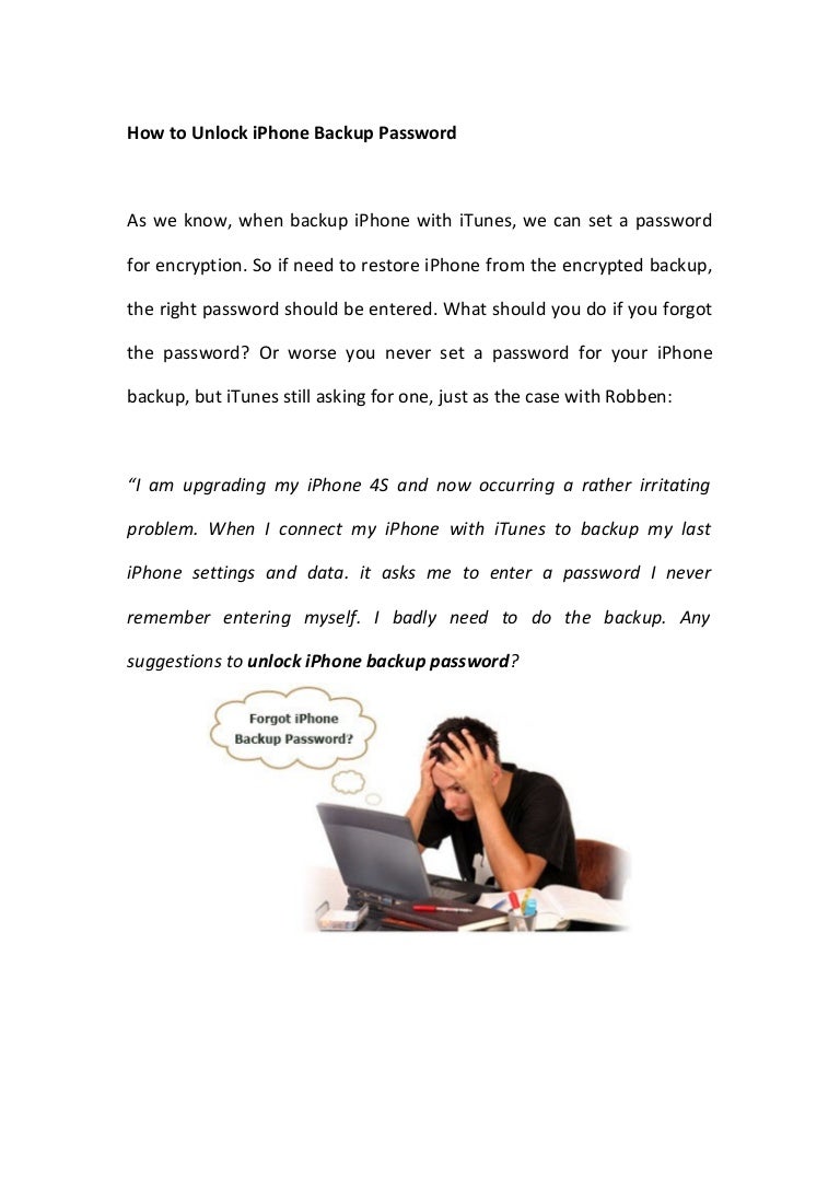 what is the password to unlock iphone backup