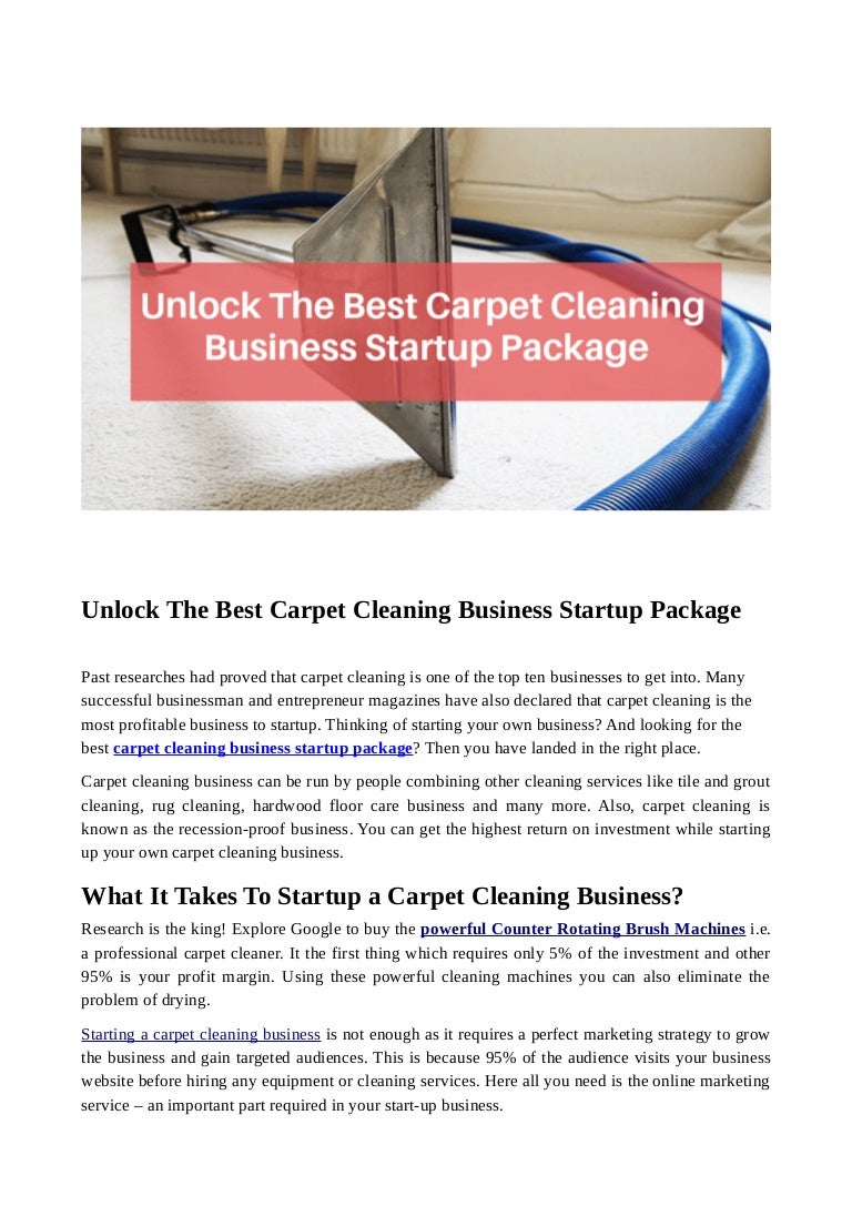Unlock The Best Carpet Cleaning Business Startup Package - 